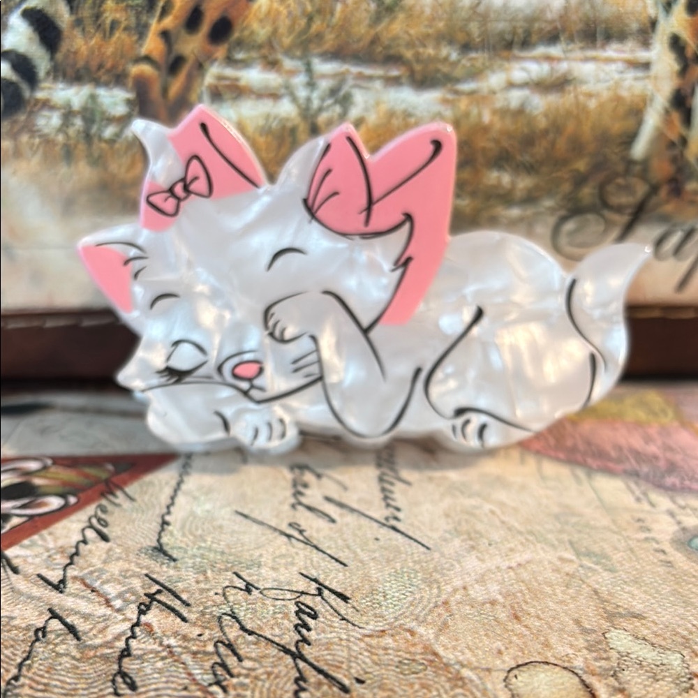 Disney Marie Pink and White Hair Clip